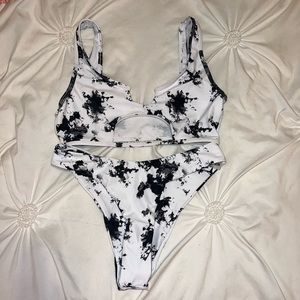 Black and white marble shein bikini